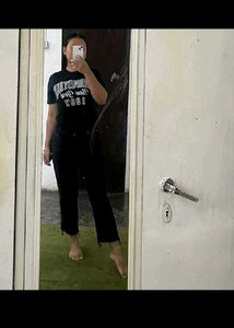 MANGO Black Wide Leg Distressed Jeans