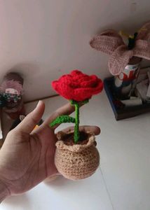 Crocheted Tulip , sunflower ,rose Potted Plant