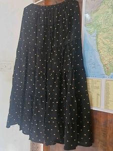 Black Cotton Maxi Skirt