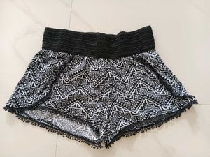 Boho Print Shorts with  Pom Trim