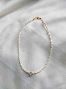 Elegant Pearl Necklace with Crystal Accent