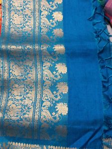 Elegant Blue Saree with Gold Border