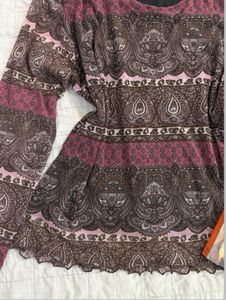 Paisley Y2K Mesh Top