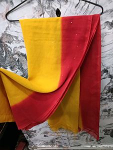 Vibrant Red &amp;👗 Yellow Saree