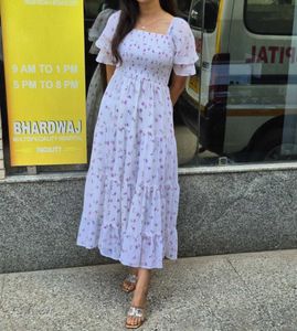 Chic Floral Print Tiered Midi Dress