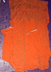 Vibrant Orange kurta with Gold Accents