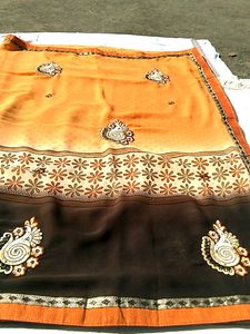 New Elegant Floral Embroidered Saree