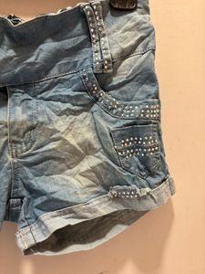 Chic Sparkly Denim Shorts