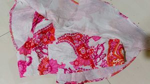 SHEIN Pink One Shoulder Paisley Ruffle Top