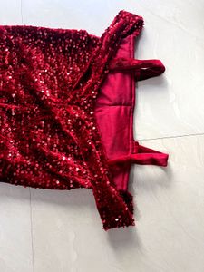 Sparkling Red Off-Shoulder Sequin Dress