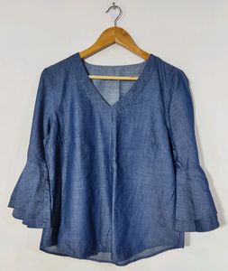 Denim blue Top For Wo