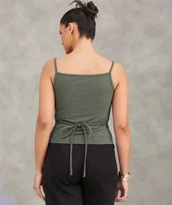 Olive Green Button-Front Tank ToP