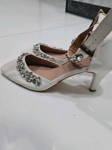 Elegant White Embellished Heels