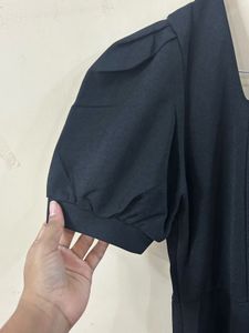Elegant Black Puff Sleeve Dress
