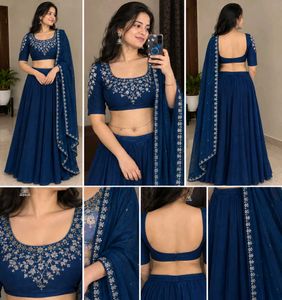 Elegant Blue Embroidered Lehenga Choli Set