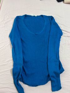 GAP Ribbed Blue Long Sleeve Top