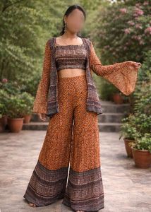 Ethnic Crop Top with Palazzo Set