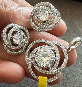 Sparkling CZ Stud Earrings & Pendant Set