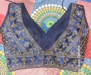 Embroidered Navy Blue Blouse