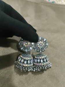 Oxidized Jhumka Earrings