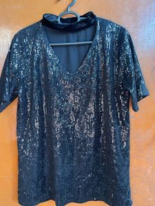 Sparkling Sequin V-Neck Top