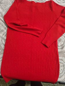Red Knit Self Design Sweater in 38 bust size