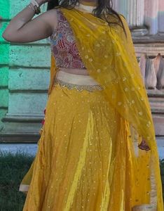 Stunning Yellow Embellished Lehenga Choli Set