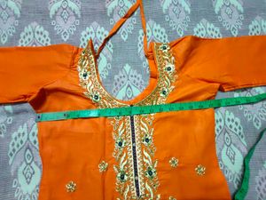 Stunning Orange &amp; Royal Blue Embroidered Salwar Ka