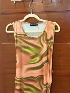 Stylish Marble Print Ruched Midi Dress