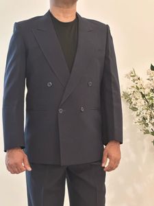 Men’s Navy Blue Pinstripe Double-Breasted Suit | C
