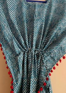 Boho Kaftan Dress with Pompom T