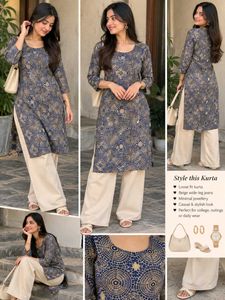 Elegant Blue Printed Kurta