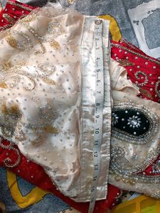 Wedding Special Creamish Off White With Red