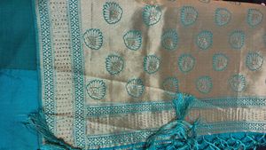 Elegant Teal Brocade Saree