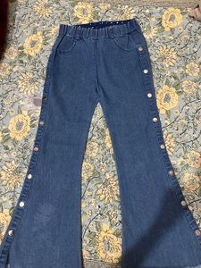 High Waist Flared Bell Bottom Jeans with Side Butt