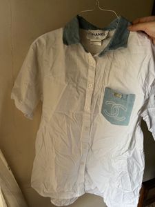 vintage Chanel denim patch shirt