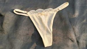 Sheer Lace Trim Thong Briefs