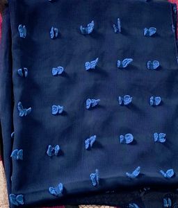 Navy Blue Textured Georgette Stole for Women