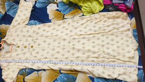 Cream Printed Anarkali Kurta