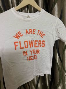 White Graphic T-Shirt cropped