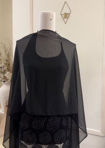 Elegant Black Sheer Dupatta Scarf