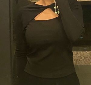 Black Twist Front Long Sleeve Top(Bust-32-36)