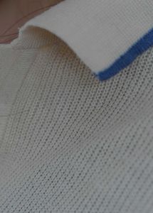 Cream Ribbed Polo Neck Top