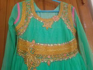 Beautiful Teal &amp; Pink Embellished Gown