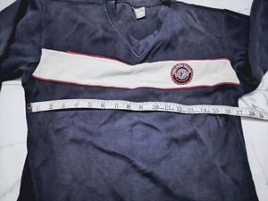 Navy Blue Long Sleeve Top with Stripe Detail