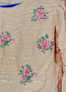 Embroidered Yellow Kurta With Blue Pants