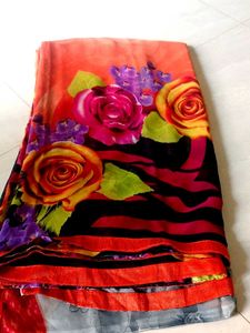 Vibrant Floral Print Saree