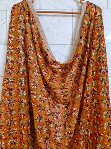 Rust Orange Multicolour Embroidered Dupatta