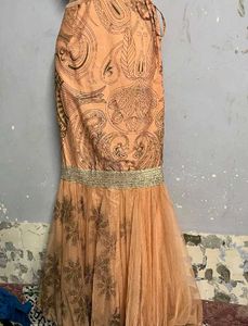 Stunning Peach Sequin Lehenga Choli Set