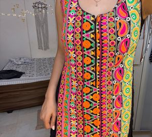 Vibrant Embroidered Kurta with sharara